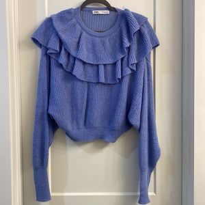Zara ruffle crop sweater top